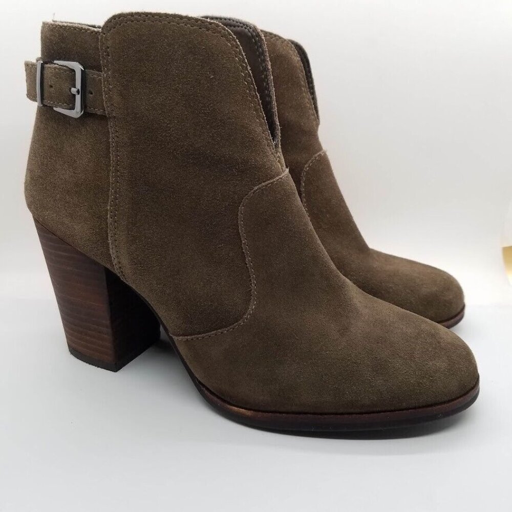 Gianni Bini Womens Ankle Boots‎ Size 8.5 Chocolate Brown Suede Leather 3.5" Heel